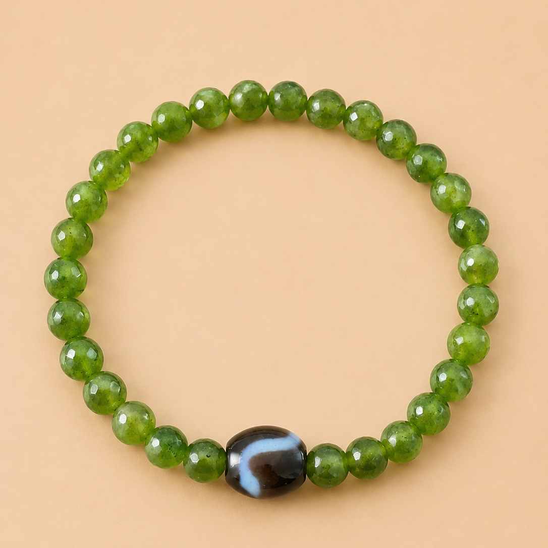 Amulette Dzi Serpent Agate / Jade  (Protection, chance, santé)