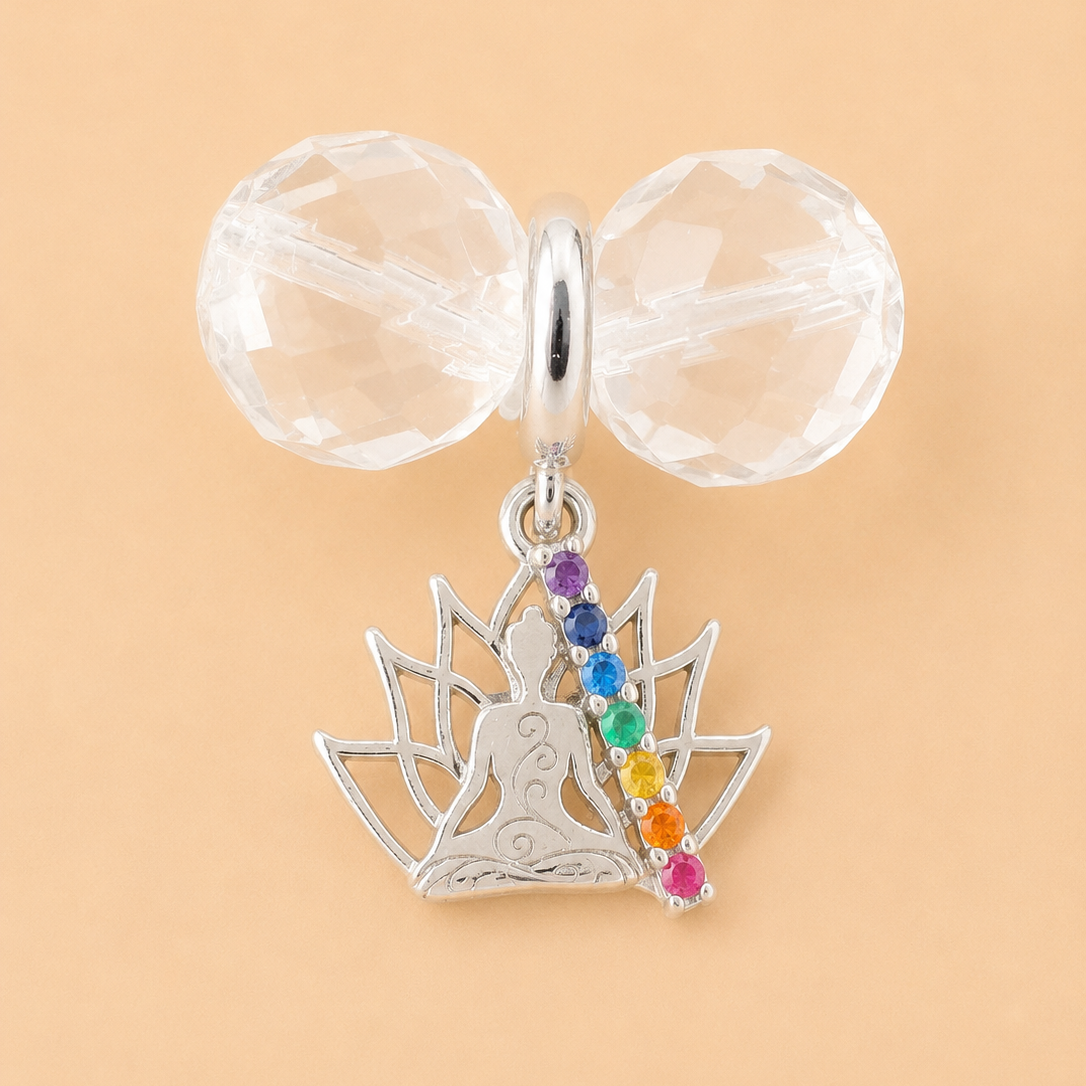 Bracelet en Onyx noir, Cristal de roche avec pendentif Bouddha (Protection,stabilité émotionnelle)
