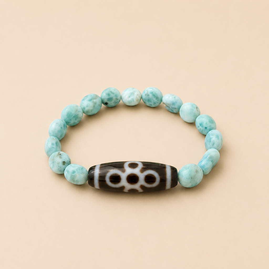 Amulette DZI Garuda Vajra (Resilience) Agate/Larimar