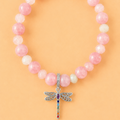 Bracelet en Quartz rose de Madagascar avec pendentif Libellule (protection, transformation, amour)