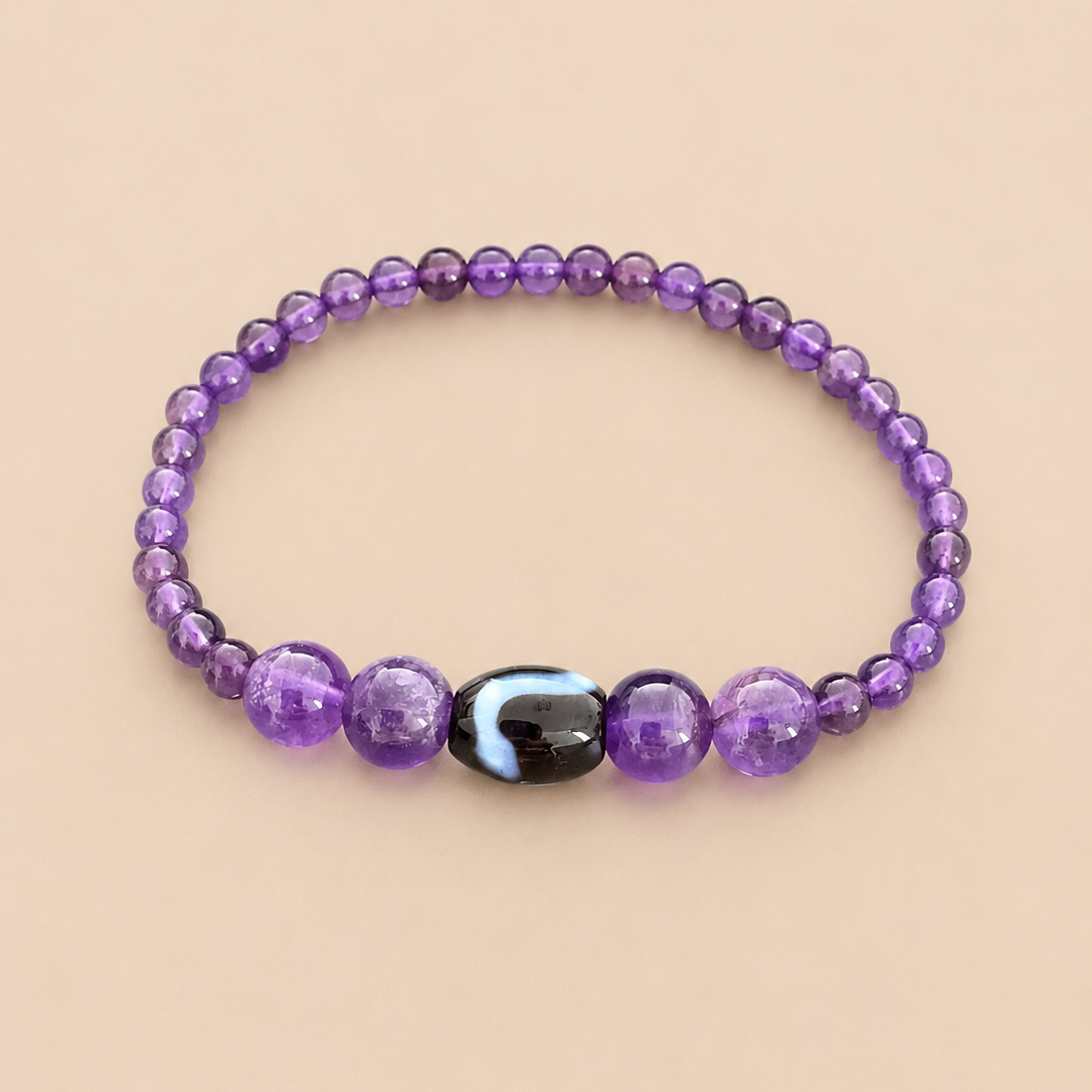 Amulette DZI Serpent (Renovation) Agate/Améthyste