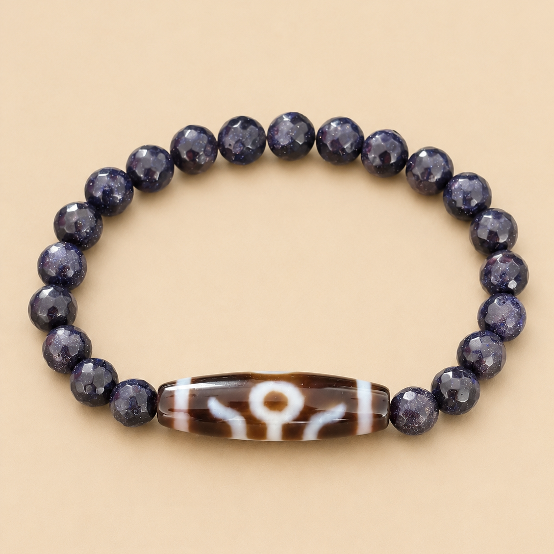 Amulette DZI Aristocrate (Patronage) Agate/ Sable bleu
