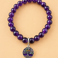 Bracelet en Améthyste avec pendentif Arbre de vie (Chance et stabilité intérieure)