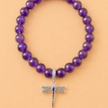 Bracelet en Améthyste avec pendentif Libellule (Force intérieure)