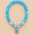 Bracelet en Apatite/ Quartz Fumé/ Pendentif Tarot "Le Soleil" (Expansion)
