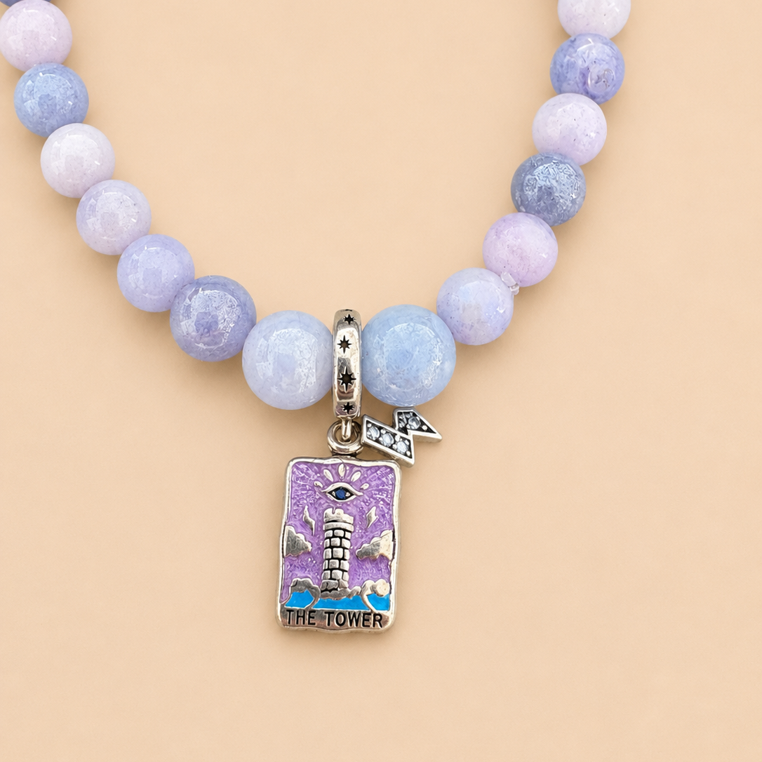 Bracelet en Angélite/Tour de Tarot (Harmonie et Libération)