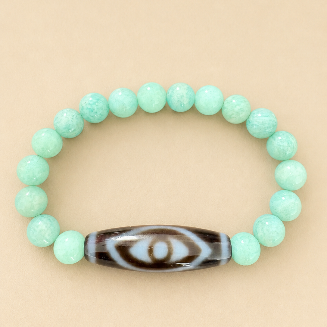 Amulette DZI Les yeux du phénix (Renaissance) Agate/ Amazonite