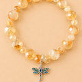 Bracelet en Citrine avec pendentif Libellule (Transformation & Liberté)