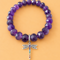 Bracelet en Améthyste avec pendentif Libellule (Force intérieure)