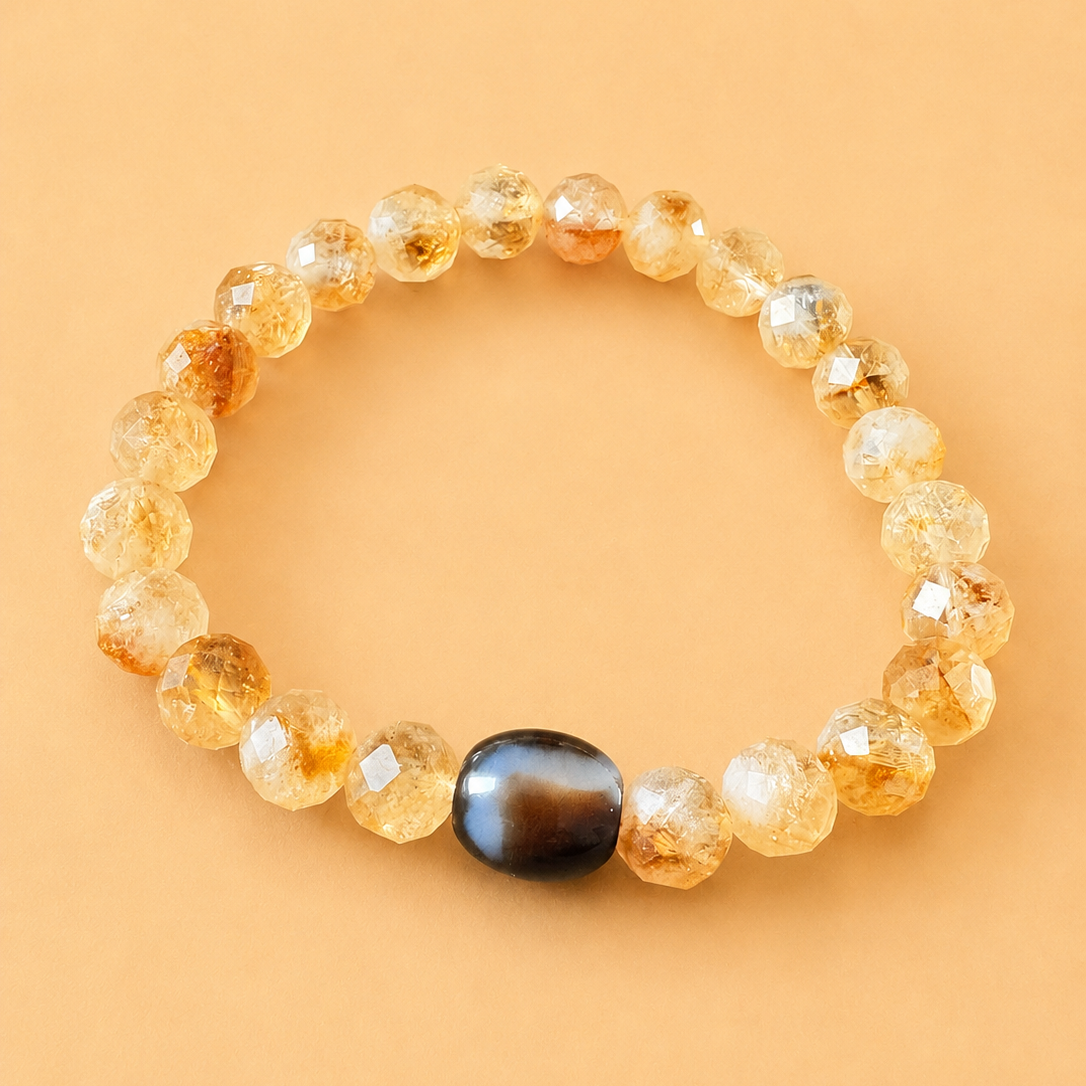 Amulette Dzi Serprnt (Transformation, confiance, prospérité) Agate / Citrine
