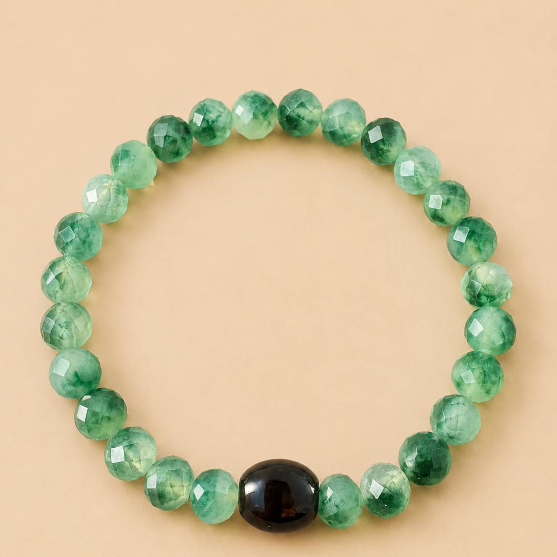 Amulette Dzi serpent (Transformation, renouveau et protection) Agate / Jade