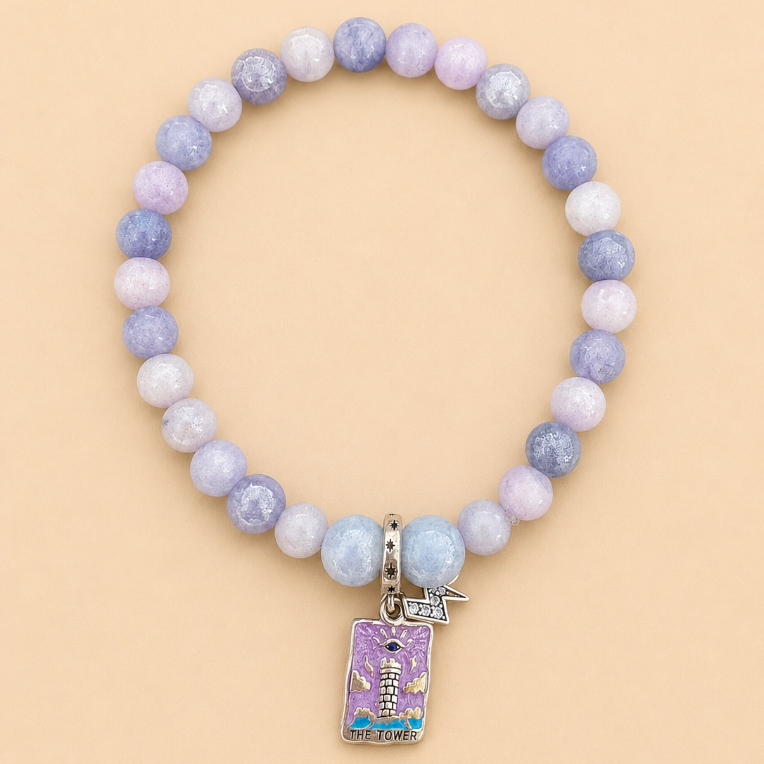 Bracelet en Angélite/Tour de Tarot (Harmonie et Libération)