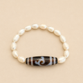 Amulette DZI Tara (Protection) Agate/Perle d'eau douce