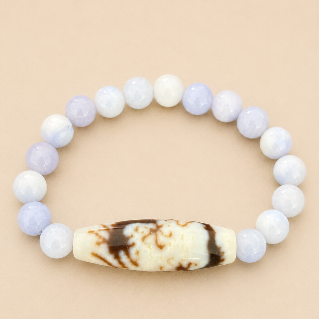 Amulette DZI Dragon (Force) Agate/Angelite