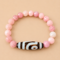Amulette DZI Deux yeux (Amour et harmonie) Agate/ Quartz rose de Madagascar