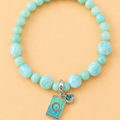 Bracelet en Larimar et Amazonit avec pendentif Roue de la fortune (Équilibre, renouveau, chance, évolution)